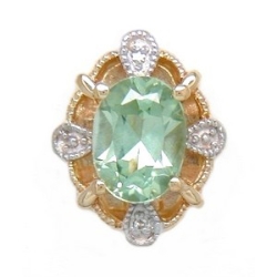 Y2408 14K CREATED MINT GREEN SAPPHIRE & DIAMOND SLIDE 